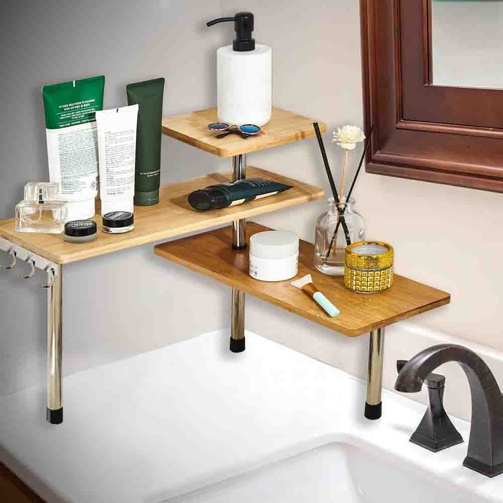 Raft universal pentru colt, Quasar & Co.®, etajera cu 3 polite, lemn/metal, 43x43x38 cm, natur 9