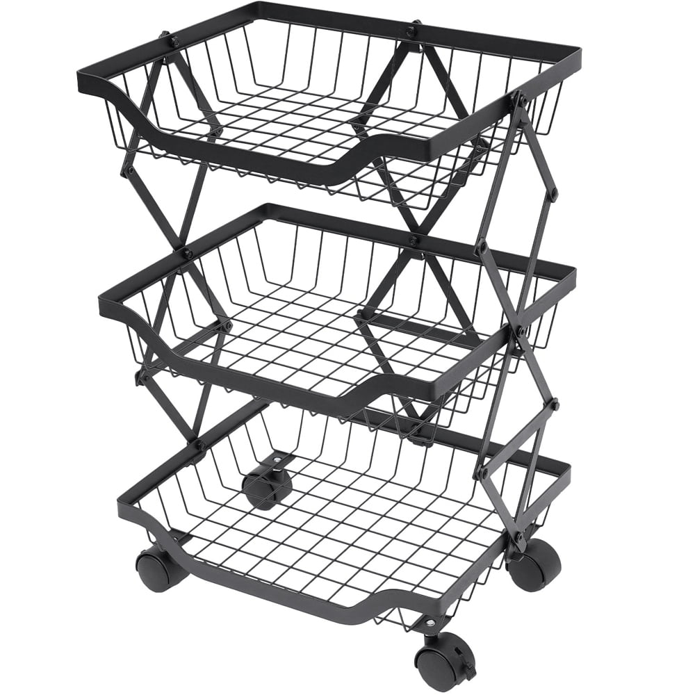 Raft universal, Quasar & Co.®, cu roti, 3 niveluri, pliabil, 37 x 28 x 55 cm, metal, negru 2 Raft universal, Quasar & Co.®, cu roti, 3 niveluri, pliabil, 37 x 28 x 55 cm, metal, negru 2