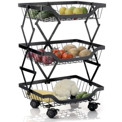 Raft universal, Quasar & Co.®, cu roti, 3 niveluri, pliabil, 37 x 28 x 55 cm, metal, negru 10 Raft universal, Quasar & Co.®, cu roti, 3 niveluri, pliabil, 37 x 28 x 55 cm, metal, negru 10