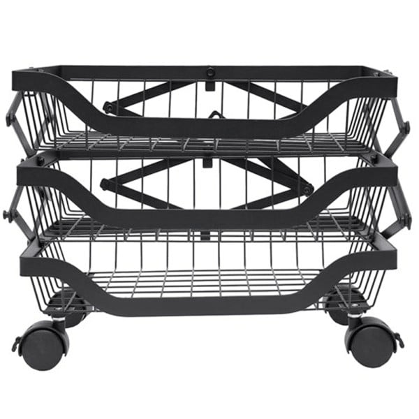 Raft universal, Quasar & Co.®, cu roti, 3 niveluri, pliabil, 37 x 28 x 55 cm, metal, negru - imagine 4