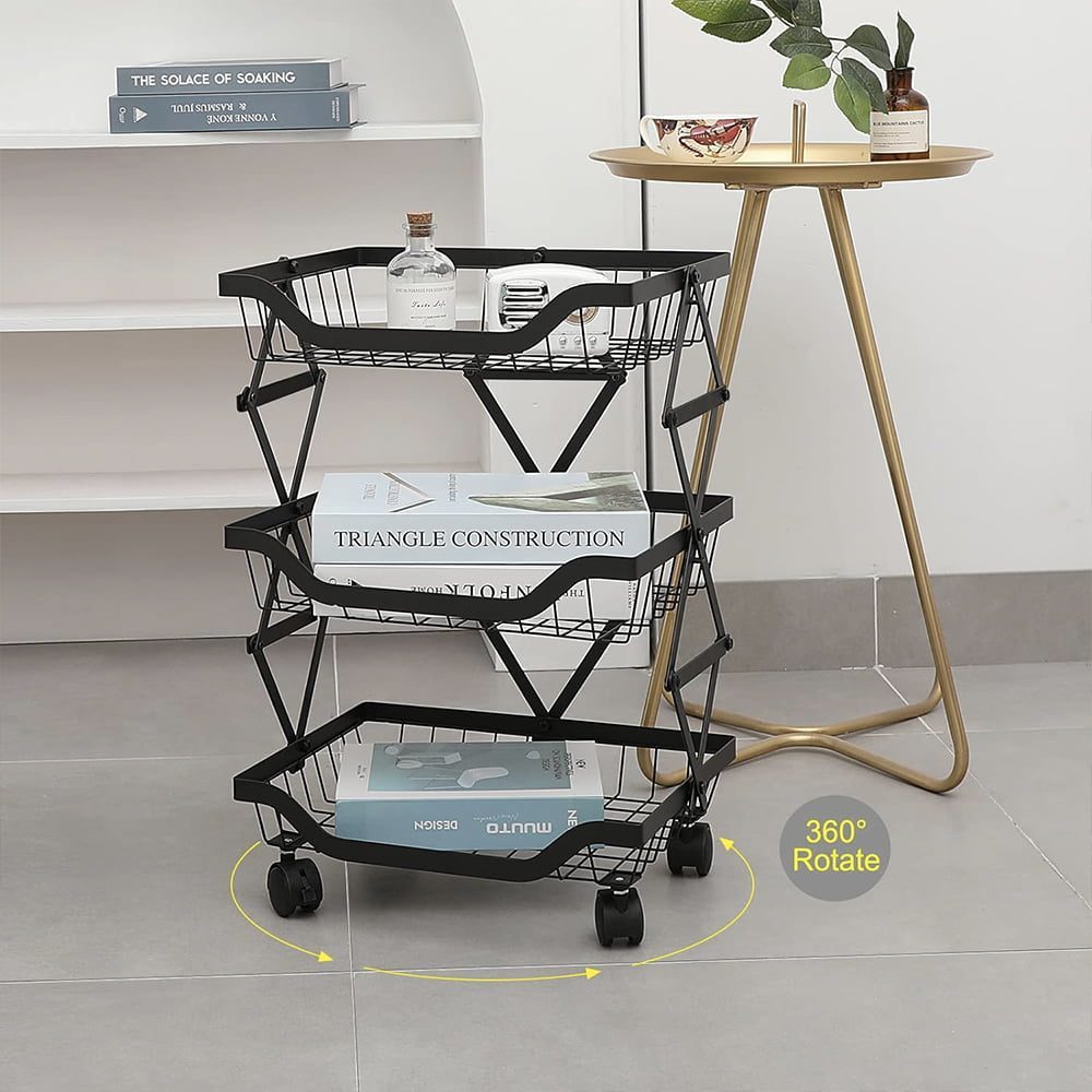 Raft universal, Quasar & Co.®, cu roti, 3 niveluri, pliabil, 37 x 28 x 55 cm, metal, negru 8 Raft universal, Quasar & Co.®, cu roti, 3 niveluri, pliabil, 37 x 28 x 55 cm, metal, negru 8