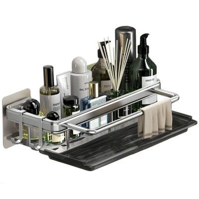 Suport burete vase, dozator detergent Quasar & Co.®, cu tava, 30,5x13x5,5 cm, aluminiu/plastic, gri 10 Suport burete vase, dozator detergent Quasar & Co.®, cu tava, 30,5x13x5,5 cm, aluminiu/plastic, gri 10
