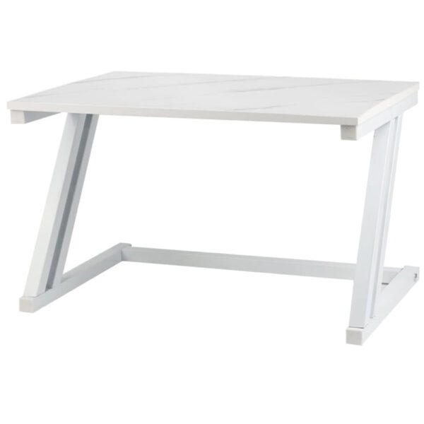 Raft cuptor microunde, Quasar & Co.®, suport bucatarie, rafturi cu 6 carlige, etajera cu cadru metalic si polite lemn, model Z-Micro, 57 x 38 x 38 cm, alb marmorat - imagine 3