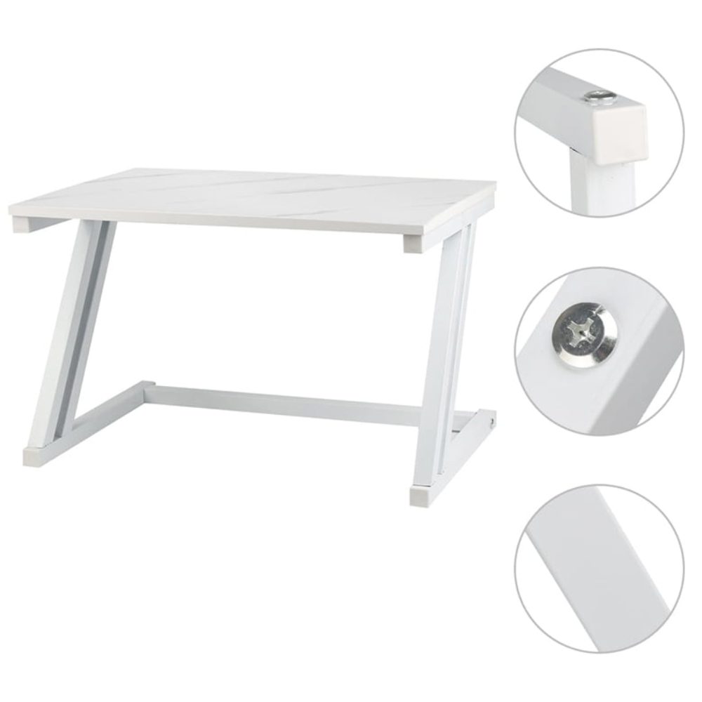 Raft cuptor microunde, Quasar & Co.®, suport bucatarie, rafturi cu 6 carlige, etajera cu cadru metalic si polite lemn, model Z-Micro, 57 x 38 x 38 cm, alb marmorat 4 Raft cuptor microunde, Quasar & Co.®, suport bucatarie, rafturi cu 6 carlige, etajera cu cadru metalic si polite lemn, model Z-Micro, 57 x 38 x 38 cm, alb marmorat 4
