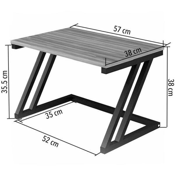 Raft cuptor microunde, Quasar & Co.®, suport bucatarie, rafturi cu 6 carlige, etajera cu cadru metalic si polite lemn, model Z-Micro, 57 x 38 x 38 cm, alb marmorat - imagine 7