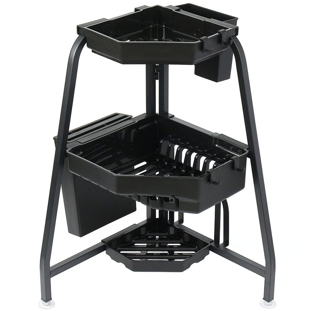 Scurgator vase colt, Quasar & Co.®, 3 niveluri, cu suport de tacamuri, vesela, tocator, 34 x 34 x 56 cm, metal/ABS, negru 2 Scurgator vase colt, Quasar & Co.®, 3 niveluri, cu suport de tacamuri, vesela, tocator, 34 x 34 x 56 cm, metal/ABS, negru 2