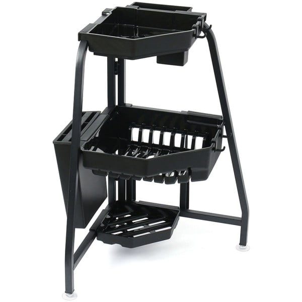 Scurgator vase colt, Quasar & Co.®, 3 niveluri, cu suport de tacamuri, vesela, tocator, 34 x 34 x 56 cm, metal/ABS, negru - imagine 4
