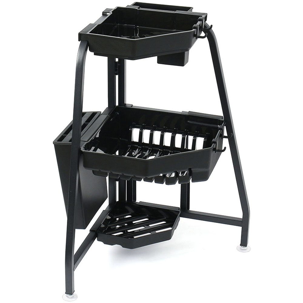 Scurgator vase colt, Quasar & Co.®, 3 niveluri, cu suport de tacamuri, vesela, tocator, 34 x 34 x 56 cm, metal/ABS, negru 4 Scurgator vase colt, Quasar & Co.®, 3 niveluri, cu suport de tacamuri, vesela, tocator, 34 x 34 x 56 cm, metal/ABS, negru 4
