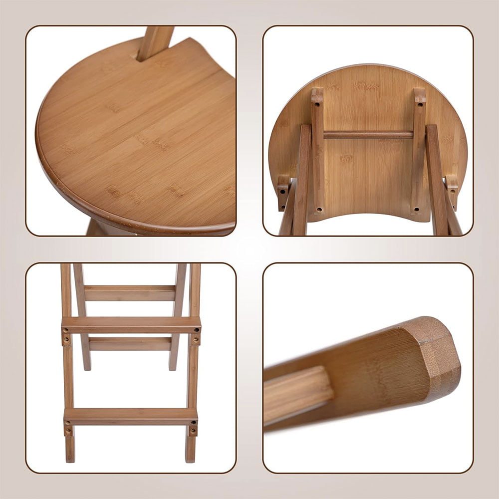 Scaun de bar, Quasar & Co.®, inalt, pliabil, pretabil bucatarie, 36 x 33 x 97 cm, bambus, maro inchis 2
