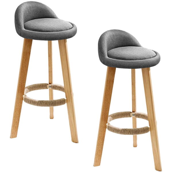 Set 2 scaune bar, Quasar & Co.®, tapitat, 37 x 37 x 80 cm, lemn/textil/burete, gri Scaune bar 2024-07-27