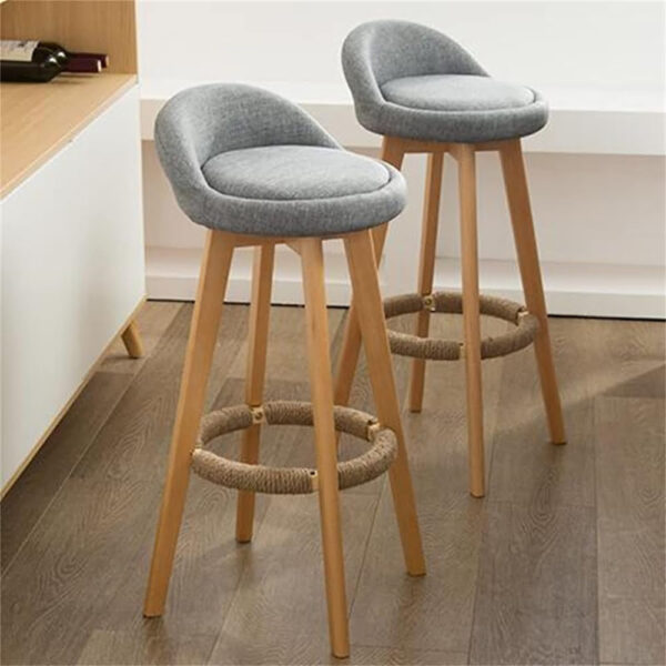 Set 2 scaune bar, Quasar & Co.®, tapitat, 37 x 37 x 80 cm, lemn/textil/burete, gri Scaune bar 2024-07-27 2