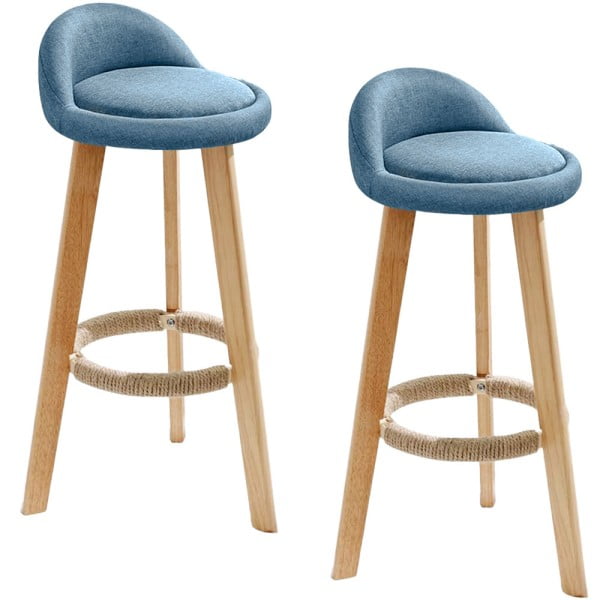 Set 2 scaune bar, Quasar & Co.®, tapitat, 37 x 37 x 80 cm, lemn/textil/burete, albastru deschis Scaune bar 2024-07-27 2