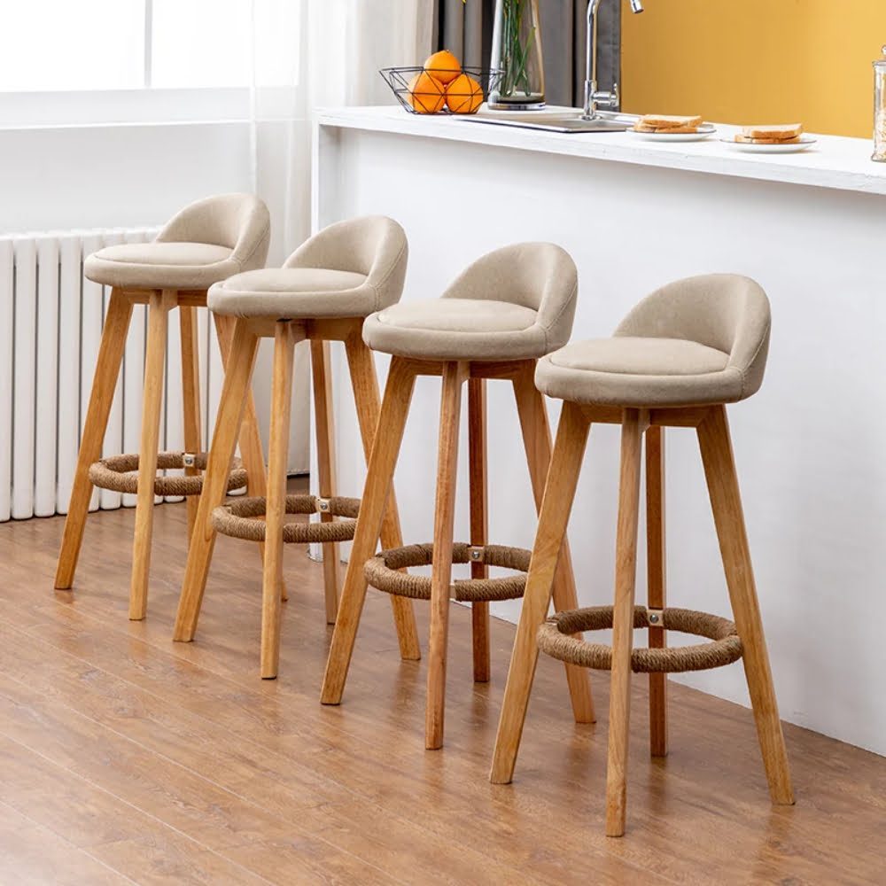Set 2 scaune bar, Quasar & Co.®, rotative, sistem rotire 360°, inalte, tapitate, pretabile bucatarie, 37x37x80 cm, lemn/textil/burete, LOFT, ivoire 3