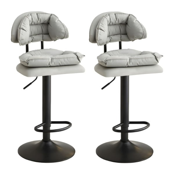 Set 2 scaune, Quasar & Co.®, rotire 360 grade, reglabil pe inaltime, suport picioare, metal/piele ecologica/burete, gri Scaune bar 2024-07-27 2