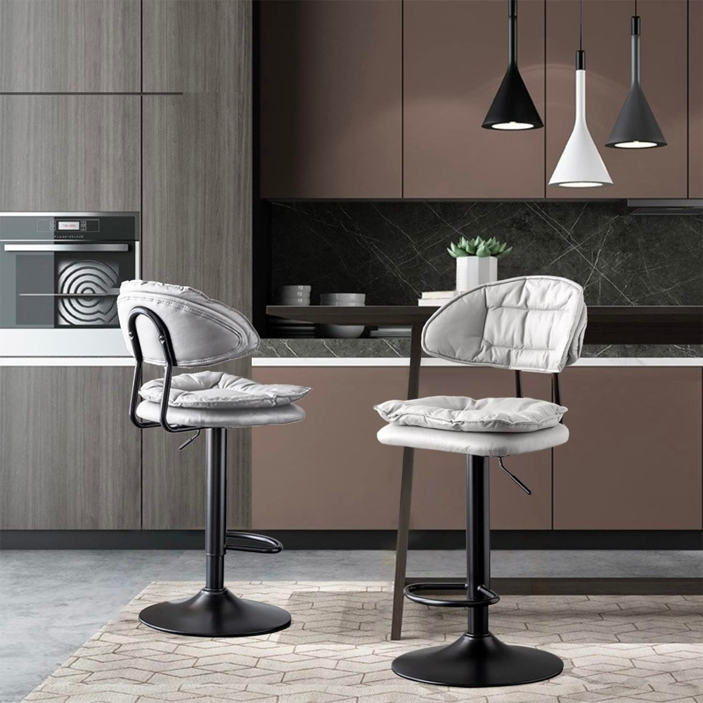 Set 2 scaune de bar, Quasar & Co.®, rotativ, sistem rotire 360°, inalt, reglabil pe inaltime, suport picioare, pretabil bucatarie, metal/piele ecologica/burete, CLEO, gri 8 Set 2 scaune de bar, Quasar & Co.®, rotativ, sistem rotire 360°, inalt, reglabil pe inaltime, suport picioare, pretabil bucatarie, metal/piele ecologica/burete, CLEO, gri 8