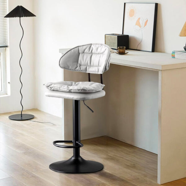 Set 2 scaune de bar, Quasar & Co.®, rotativ, sistem rotire 360°, inalt, reglabil pe inaltime, suport picioare, pretabil bucatarie, metal/piele ecologica/burete, CLEO, gri - imagine 9