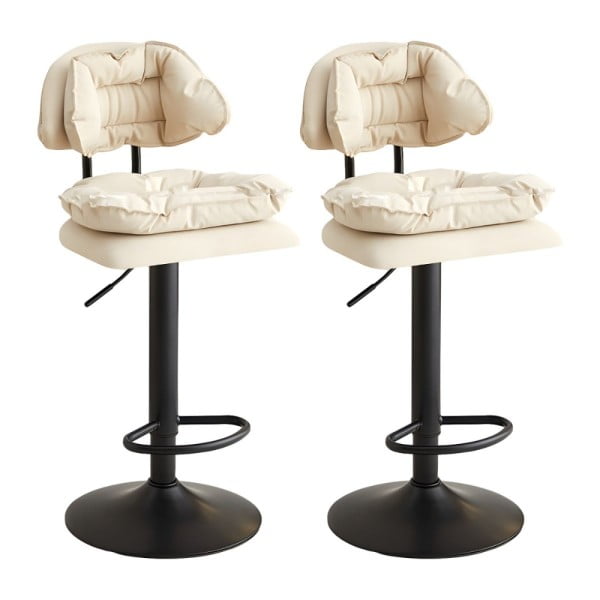 Set 2 scaune, Quasar & Co.®, rotire 360 grade, reglabil pe inaltime, suport picioare, metal/piele ecologica/burete, crem Scaune bar 2024-07-27 2