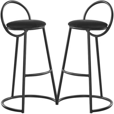 Set 2 scaune bar, Quasar & Co.®, tapitat, 50 x 40 x 93 cm, metal/catifea/burete, negru 5