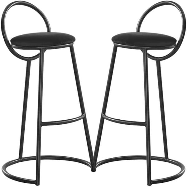 Set 2 scaune bar, Quasar & Co.®, tapitat, 50 x 40 x 93 cm, metal/catifea/burete, negru Scaune bar 2024-05-05 2
