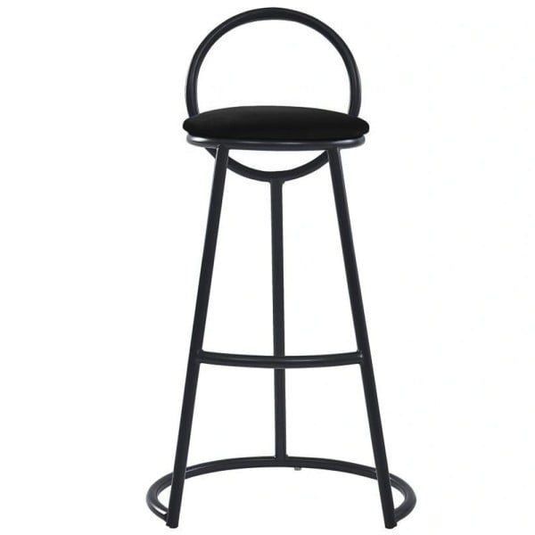 Set 2 scaune bar, Quasar & Co.®, tapitat, 50 x 40 x 93 cm, metal/catifea/burete, negru - imagine 3
