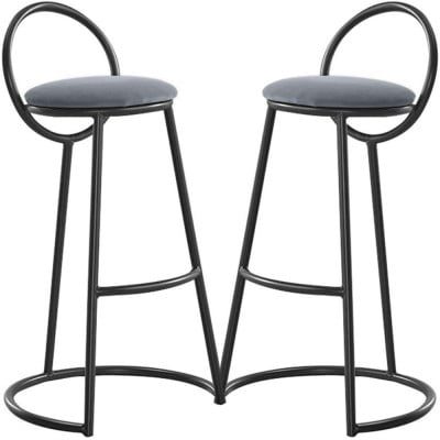 Set 2 scaune bar, Quasar & Co.®, tapitat, 50 x 40 x 93 cm, metal/catifea/burete, gri 5