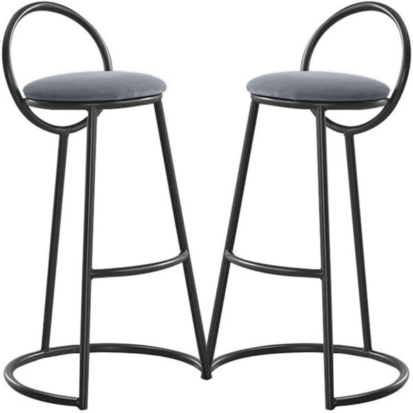 Set 2 scaune bar, Quasar & Co.®, tapitat, 50 x 40 x 93 cm, metal/catifea/burete, gri Scaune bar 2024-05-02 2