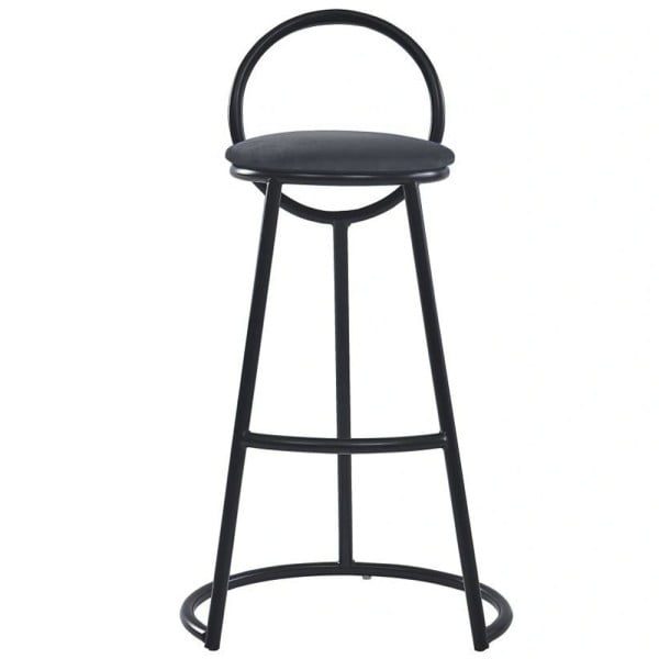 Set 2 scaune bar, Quasar & Co.®, tapitat, 50 x 40 x 93 cm, metal/catifea/burete, gri - imagine 3