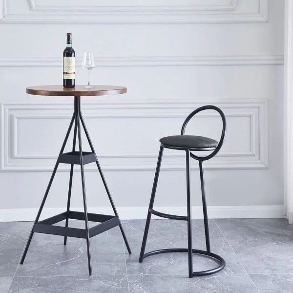 Set 2 scaune bar, Quasar & Co.®, tapitat, 50 x 40 x 93 cm, metal/catifea/burete, gri - imagine 4
