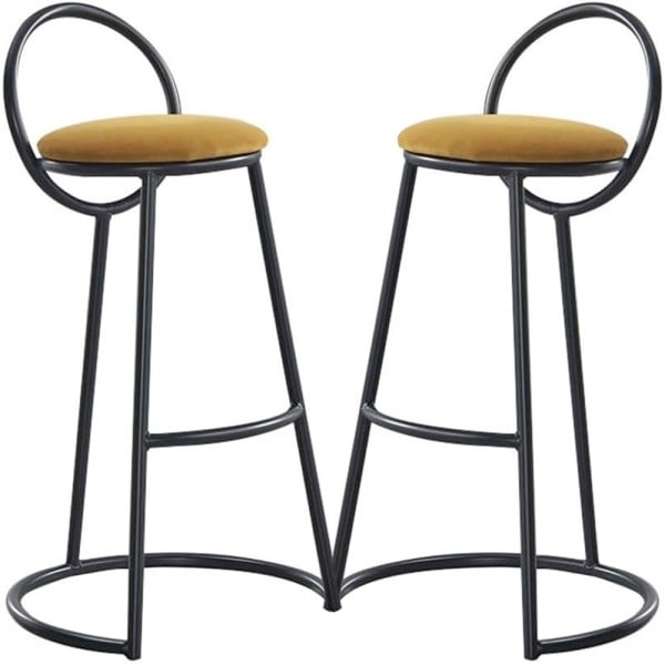Set 2 scaune bar, Quasar & Co.®, tapitat, 50 x 40 x 93 cm, metal/catifea/burete, galben mustar Scaune bar 2024-05-05 2