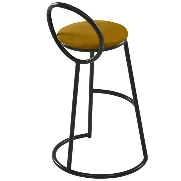 Set 2 scaune bar, Quasar & Co.®, tapitat, 50 x 40 x 93 cm, metal/catifea/burete, galben mustar Scaune bar 2024-05-05