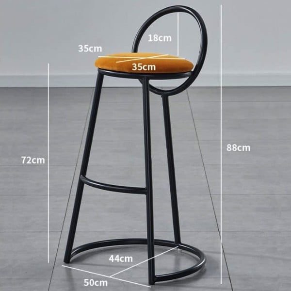 Set 2 scaune bar, Quasar & Co.®, tapitat, 50 x 40 x 93 cm, metal/catifea/burete, galben mustar - imagine 4