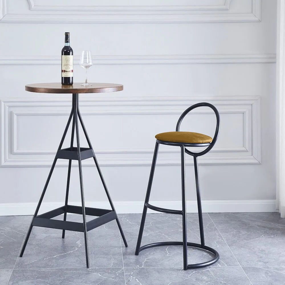 Set 2 scaune bar, Quasar & Co.®, tapitat, 50 x 40 x 93 cm, metal/catifea/burete, galben mustar 6