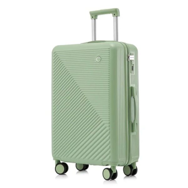 Set troler cabina cu geanta cosmetice, Quasar & Co.®, 55 x 39 x 23 cm, bagaj de mana, valiza cu cifru, maner telescopic lung, geamantan cu 4 roti duble silentioase 360°, 2 compartimente cu buzunar, model Meta, verde fistic - imagine 2