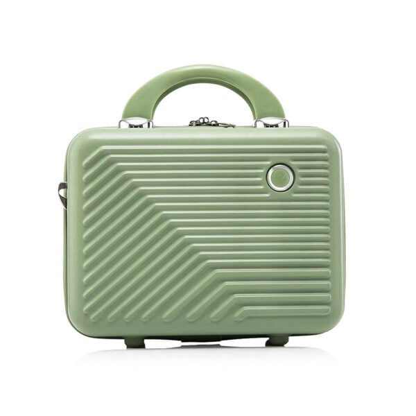 Set troler cabina cu geanta cosmetice, Quasar & Co.®, 55 x 39 x 23 cm, bagaj de mana, valiza cu cifru, maner telescopic lung, geamantan cu 4 roti duble silentioase 360°, 2 compartimente cu buzunar, model Meta, verde fistic - imagine 4