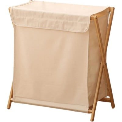 Cos de rufe, Quasar & Co.®, 1 compartimente si capac, pliabil, textil/bambus, 50 x 34 x 56.5 cm, bej 6