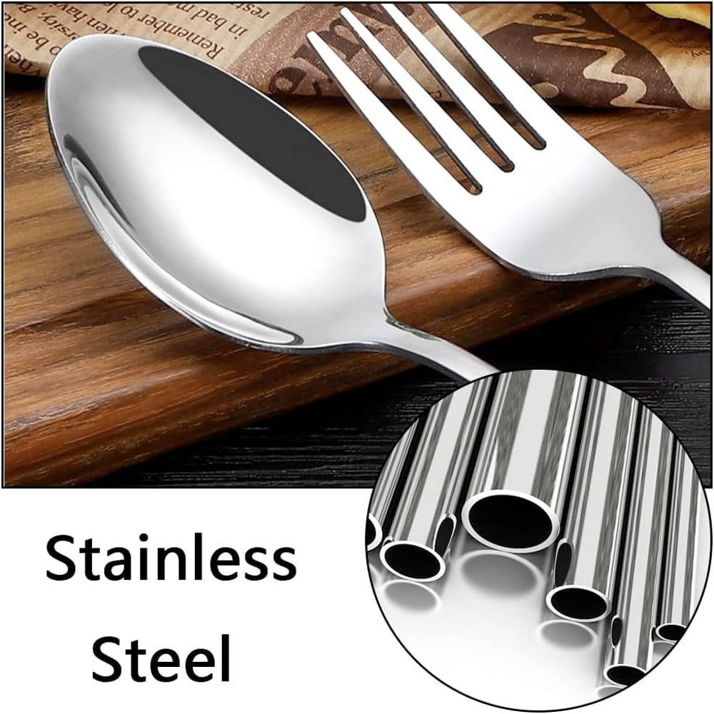 Set 14 tacamuri inox, Quasar & Co.®, pentru birou, calatorii, camping, husa depozitare, 24 x 7 cm, argintiu 4 Set 14 tacamuri inox, Quasar & Co.®, pentru birou, calatorii, camping, husa depozitare, 24 x 7 cm, argintiu 4