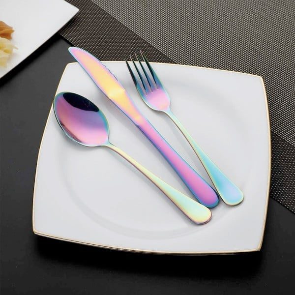 Set 14 tacamuri inox, Quasar & Co.®, pentru birou, calatorii, camping, husa depozitare, 24 x 7 cm, fade - imagine 3