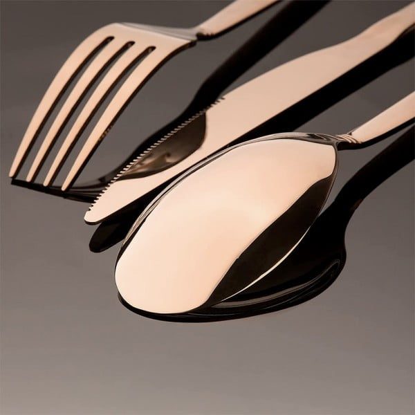 Set 14 tacamuri inox, Quasar & Co.®, pentru birou, calatorii, camping, husa depozitare, 24 x 7 cm, rose gold - imagine 3