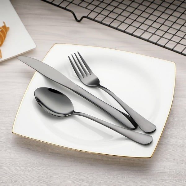 Set 14 tacamuri inox, Quasar & Co.®, pentru birou, calatorii, camping, husa depozitare, 24 x 7 cm, negru - imagine 3