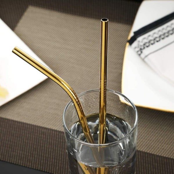Set 14 tacamuri inox, Quasar & Co.®, pentru birou, calatorii, camping, husa depozitare, 24 x 7 cm, gold - imagine 4