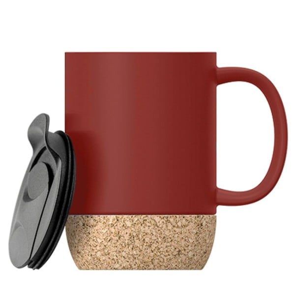 Set 2 cani cafea/ceai, Quasar & Co.®, pretabile voiaj/calatorie, cu capac to go, baza de pluta, ceramica, 400 ml, corai/gri - imagine 4