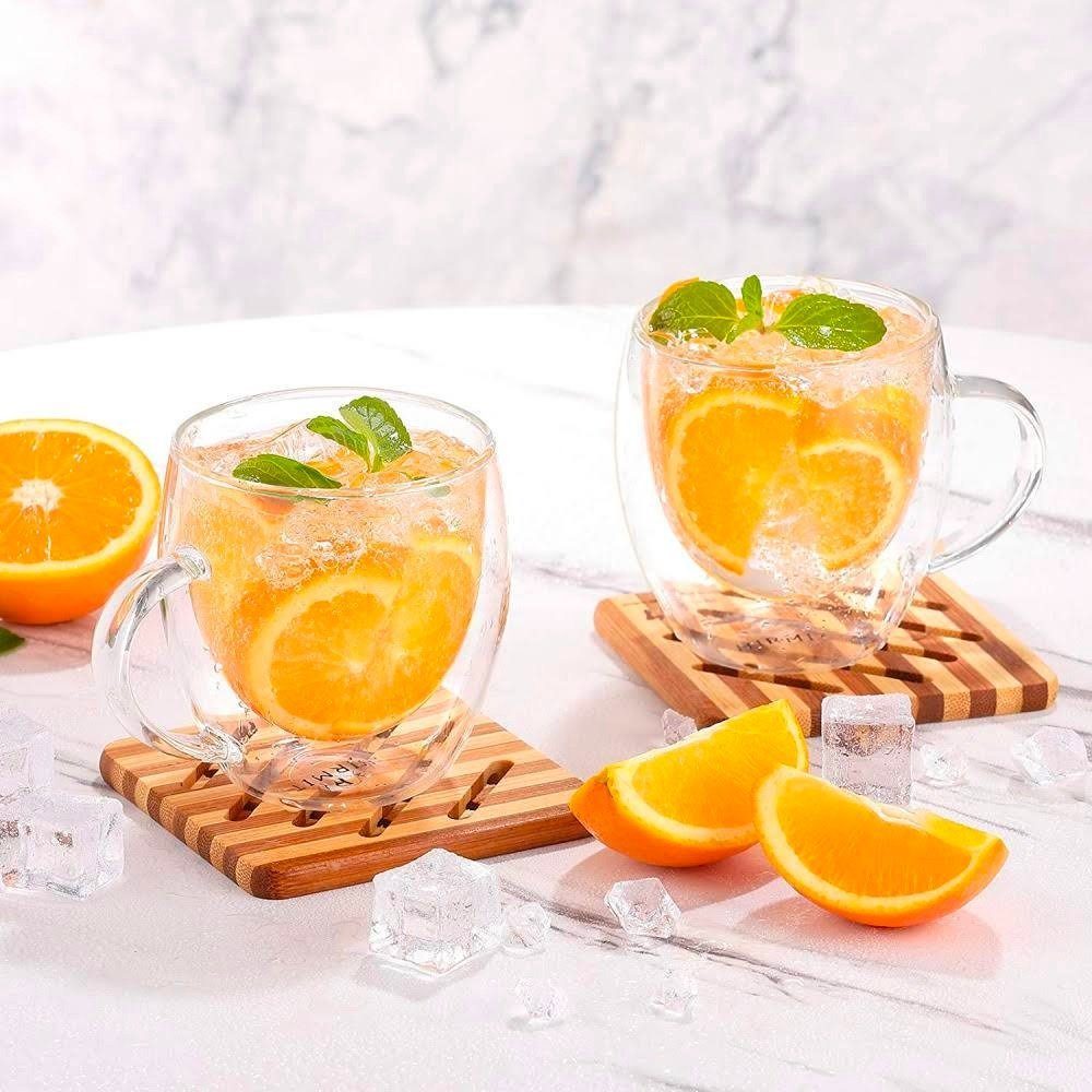 Set ceai, Quasar & Co.®, cu 2 cesti cu pereti dubli, 2 farfurioare, 2 lingurite, 2 infuzoare, 250 ml, sticla, transparent 6