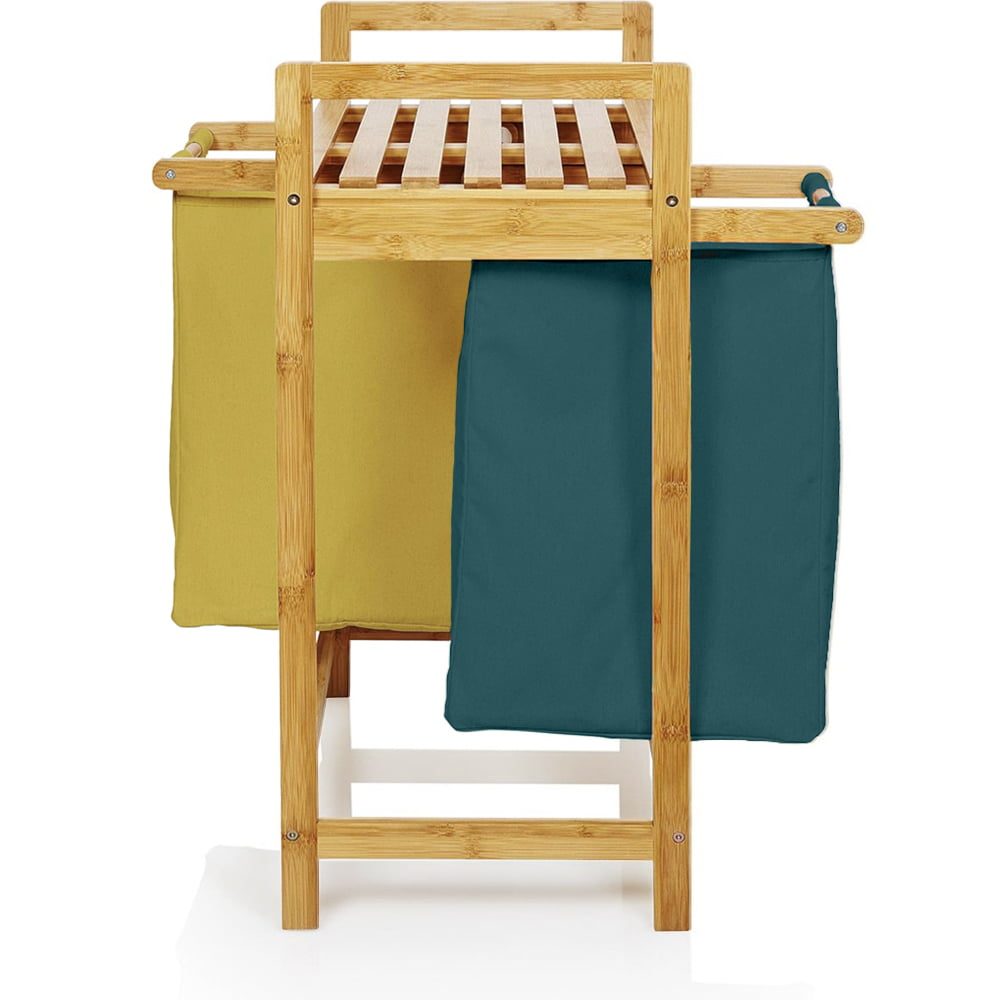 Cos de rufe, Quasar & Co.®, 2 compartimente si raft superior, bambus, verde/galben 2
