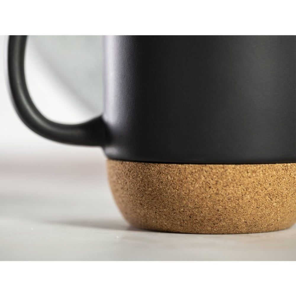 Set 2 cani cafea/ceai, Quasar & Co.®, pretabile voiaj/calatorie, cu capac to go, baza de pluta, ceramica, 400 ml, negru 5