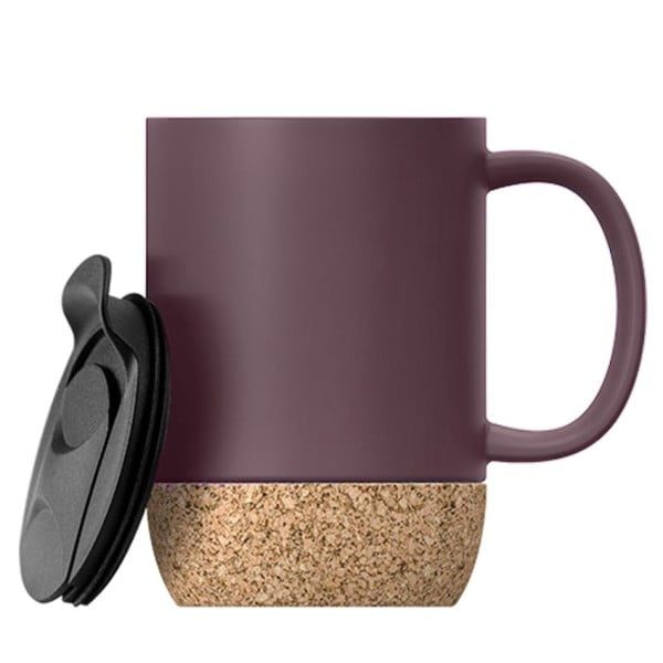Set 2 cani cafea/ceai, Quasar & Co.®, pretabile voiaj/calatorie, cu capac to go, baza de pluta, ceramica, 400 ml, bleumarin/visiniu - imagine 5