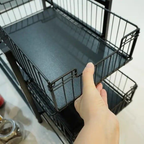 Raft depozitare universal, Quasar & Co.®, cu 2 compartimente, glisant, multifunctional, etajat, 35 x 28 x 31 cm, metal, negru - imagine 7