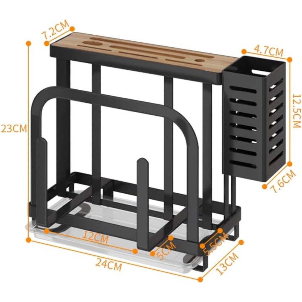 Suport ustensile bucatarie, Quasar & Co.®, pentru capac/tocator, tacamuri si cutite, otel inoxidabil, 24 x 13 x 23.5 cm, negru 10 Suport ustensile bucatarie, Quasar & Co.®, pentru capac/tocator, tacamuri si cutite, otel inoxidabil, 24 x 13 x 23.5 cm, negru 10
