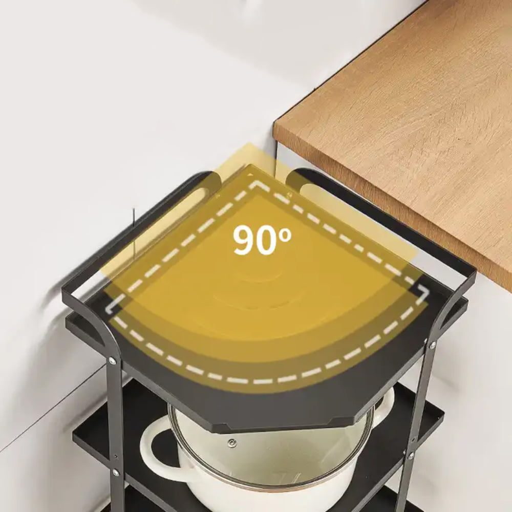 Raft depozitare pentru bucatarie, Quasar & Co.®, cu roti, 4 polite, pentru colt, 35 x 30 x 82 cm, metal, negru 7 Raft depozitare pentru bucatarie, Quasar & Co.®, cu roti, 4 polite, pentru colt, 35 x 30 x 82 cm, metal, negru 7