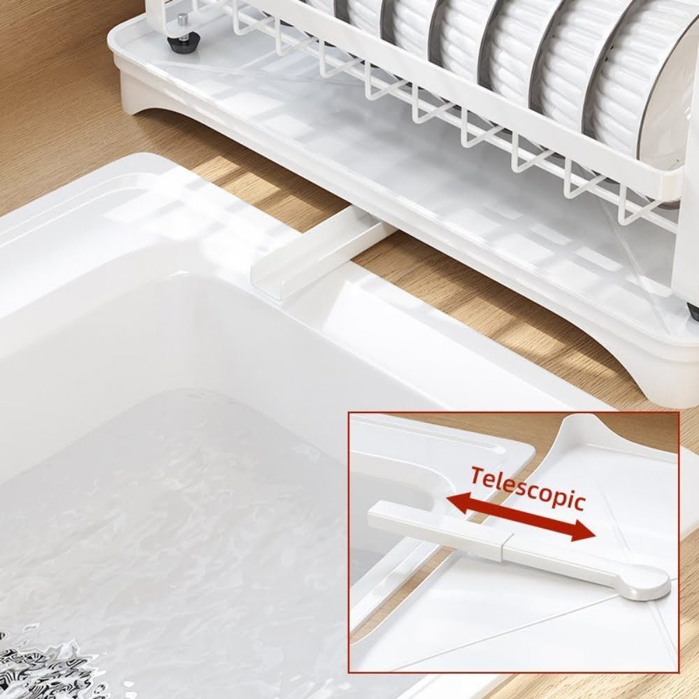 Scurgator de vase, Quasar & Co.®, etajat, cu suport cutite, tacamuri, tocator, tava scurgere, 41 x 29 x 40 cm, metal, alb 9