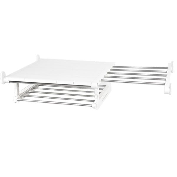 Raft telescopic pentru dulap, Quasar & Co.®, cu 2 niveluri, extensibil, 60-100 x 45 cm, ABS/otel inoxidabil, alb - imagine 1